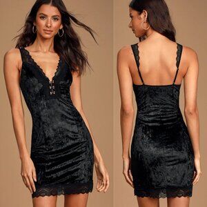 Free People Intimately - Wait For It Velvet Bodycon Mini Dress | Black | XS